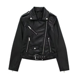 New Leather-Like Locomotive Style Zipper Jacket 3046060-Outfit