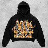 street goth men fashion hooded skull print sweatshirt autumn and winter Harajuku retro Y2K couple hooded top-Outfit