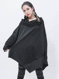 Loose Fit Black Irregular Sweatshirt New Turtleneck Long Sleeve Women Big Size Fashion Tide Spring Autumn 2023