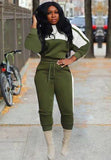 Contrast Color Crop Top and Pants 2 Piece