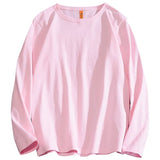 Men Cotton T-Shirts Men's Fashion Solid Color Long Sleeve Tees Male Simple Wild Casual O-NeckT Shirt