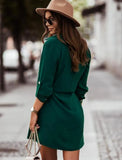 Casual Turndown Neck Button Up Shirt Dress with